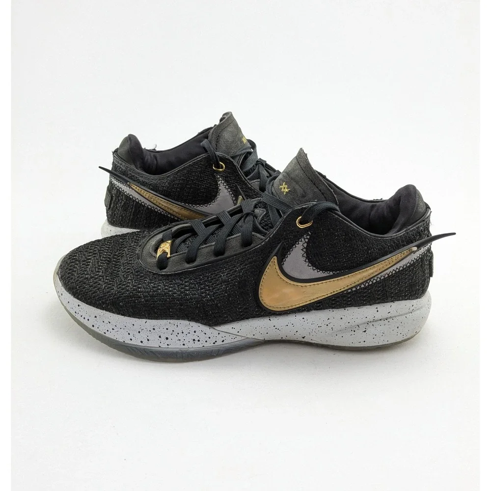 Mens Nike LeBron 20 'Black‎ Metallic Gold' Basketball Shoes DJ5423-003 Size 8.5